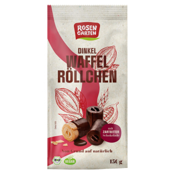 Dinkel Waffelröllchen Zartbitter 150g